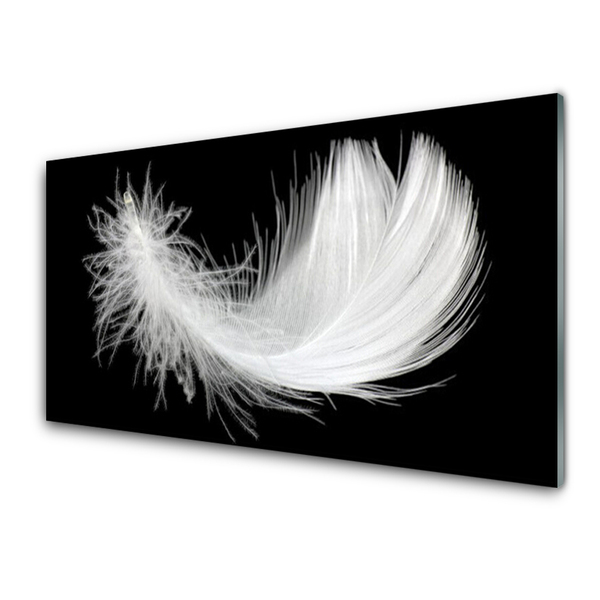 Kitchen Splashback Feather art white