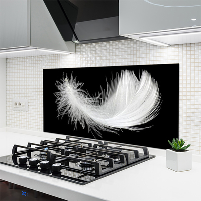 Kitchen Splashback Feather art white