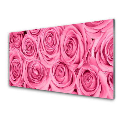 Kitchen Splashback Roses floral pink