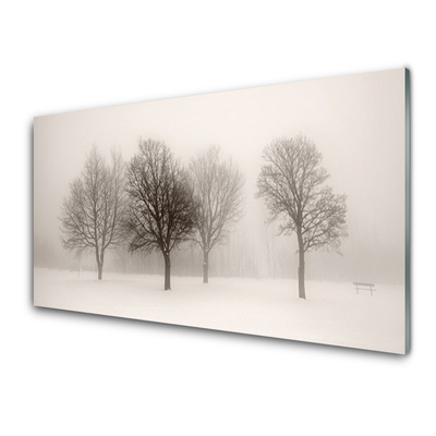 Kitchen Splashback Snow trees landscape white brown