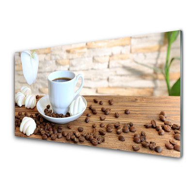 Kitchen Splashback Cup coffee beans kitchen white brown