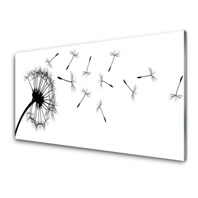 Kitchen Splashback Dandelion floral black grey