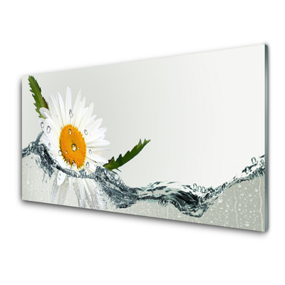 Kitchen Splashback Daisy water art yellow white blue