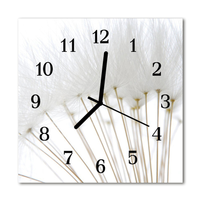 Glass Kitchen Clock Dandelion flowers & plants white
