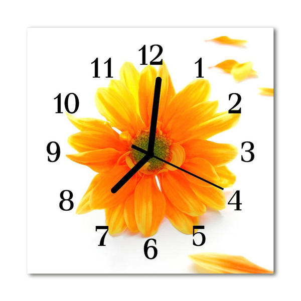 Glass Kitchen Clock Flower flowers & plants orange