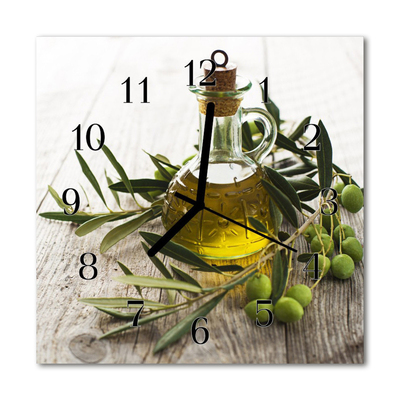Glass Kitchen Clock Olive oil kitchen green