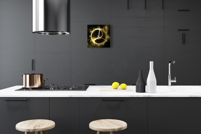 Glass Kitchen Clock Abstract circle art yellow