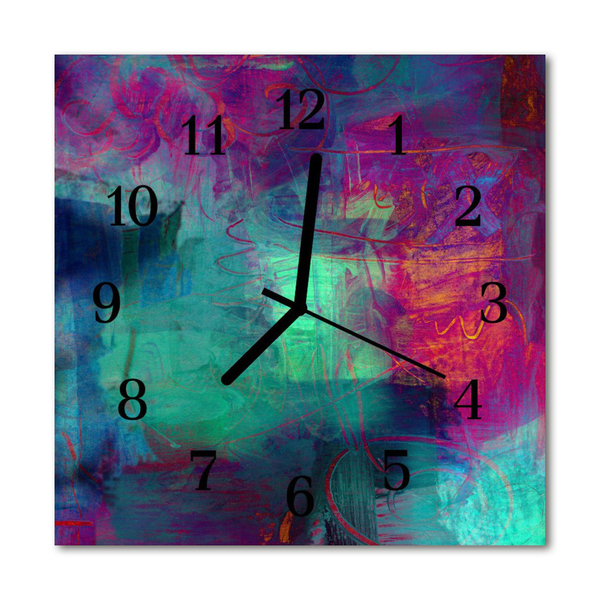 Glass Kitchen Clock Colorful painting art multi-coloured