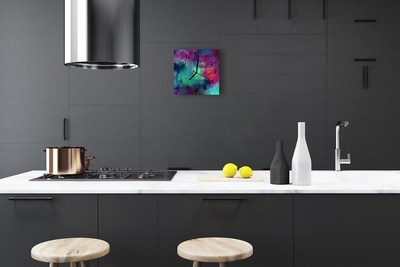 Glass Kitchen Clock Colorful painting art multi-coloured