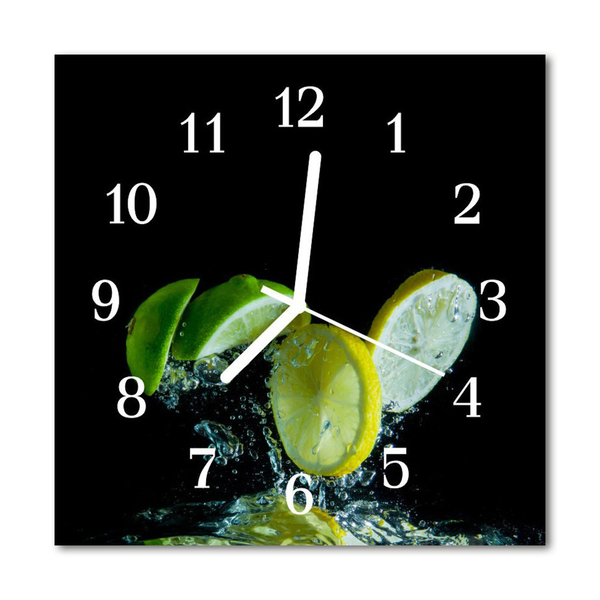 Glass Kitchen Clock Lemon lime kitchen green, yellow