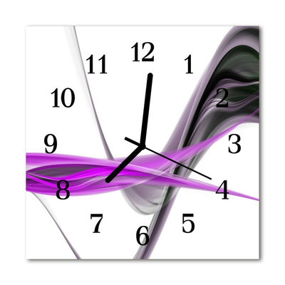 Glass Kitchen Clock Abstract smoke art black, purple