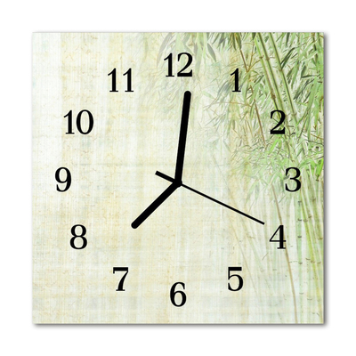 Glass Kitchen Clock Bamboo plant flowers & plants green