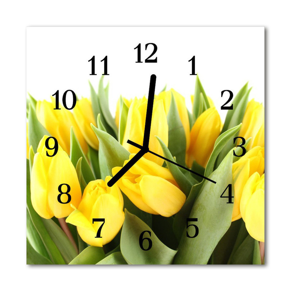 Glass Kitchen Clock Tulips flowers flowers & plants yellow