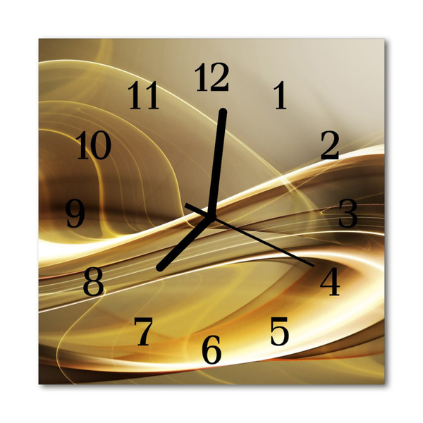 Glass Kitchen Clock Abstract lines art gold