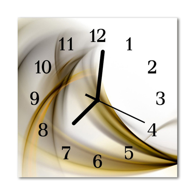 Glass Kitchen Clock Abstract lines art yellow, black