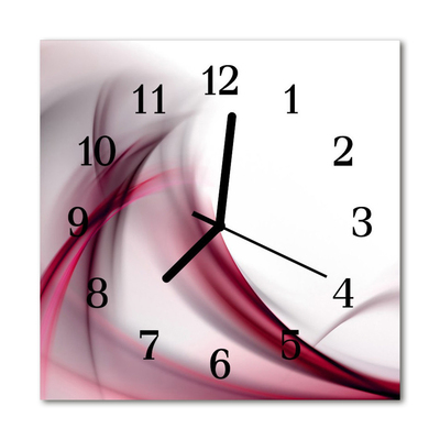Glass Kitchen Clock Abstract lines art pink, black