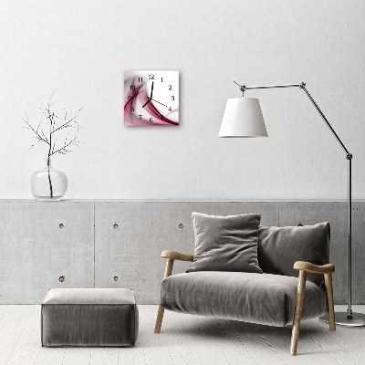 Glass Kitchen Clock Abstract lines art pink, black