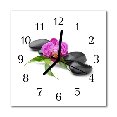 Glass Kitchen Clock Orchid flowers & plants pink