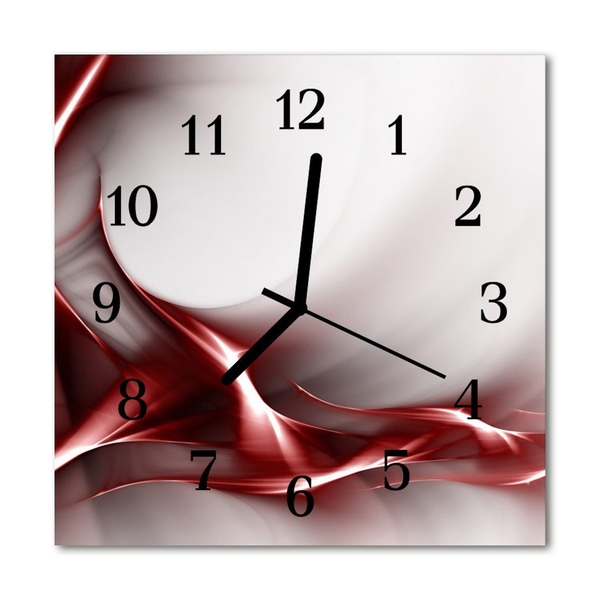 Glass Kitchen Clock Abstract art red, grey