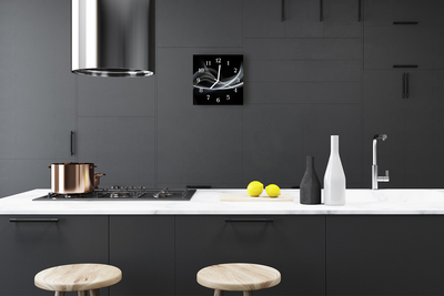 Glass Kitchen Clock Abstract lines art black
