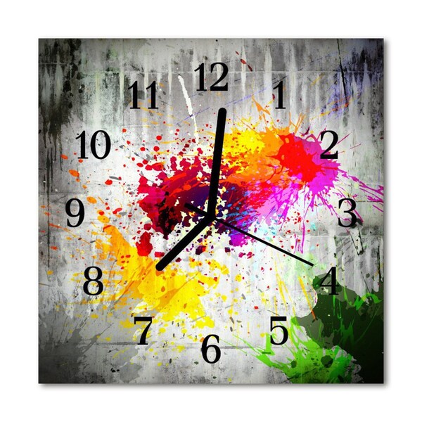 Glass Kitchen Clock Blots blots multi-coloured