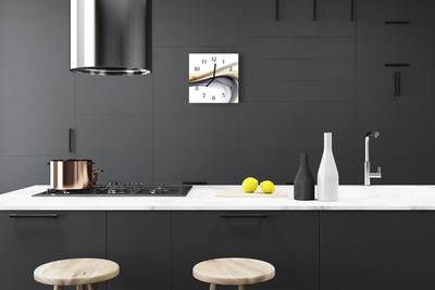Glass Kitchen Clock Abstract art grey