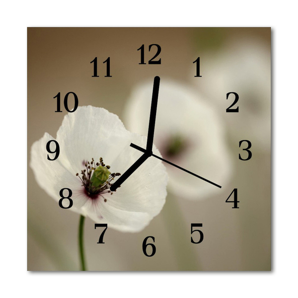 Glass Kitchen Clock Poppy poppy white