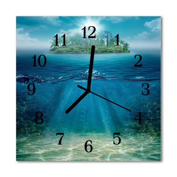 Glass Kitchen Clock Seabed seabed blue