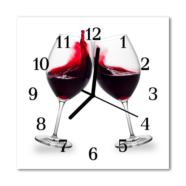 Glass Kitchen Clock Wine food and drinks red