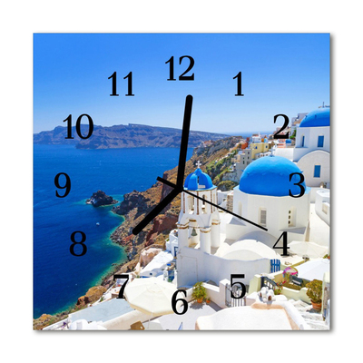 Glass Wall Clock Santorini santorini blue