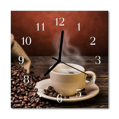Glass Wall Clock Coffee food and drinks brown