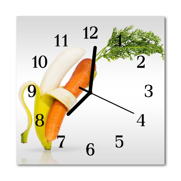 Glass Wall Clock Carrots banana carrots banana orange