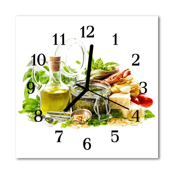 Glass Wall Clock Oil pasta food and drinks pasta multi-coloured