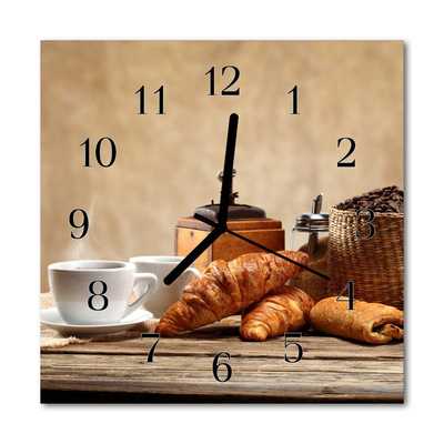 Glass Wall Clock Croissants food and drinks brown