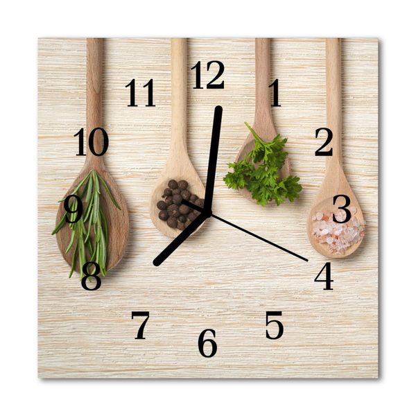 Glass Wall Clock Wooden spoon wooden spoon brown