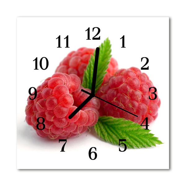 Glass Wall Clock Raspberries fruit pink