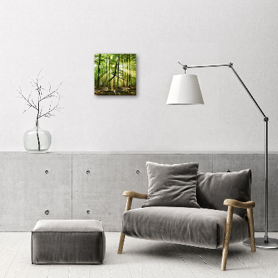 Glass Wall Clock Forest nature forest nature green