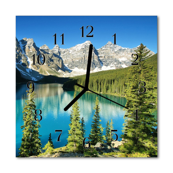 Glass Wall Clock Mountains nature mountains nature green