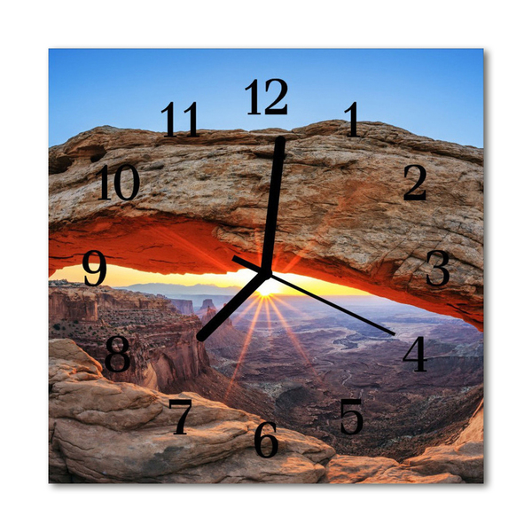 Glass Wall Clock Grand canyon landscape orange