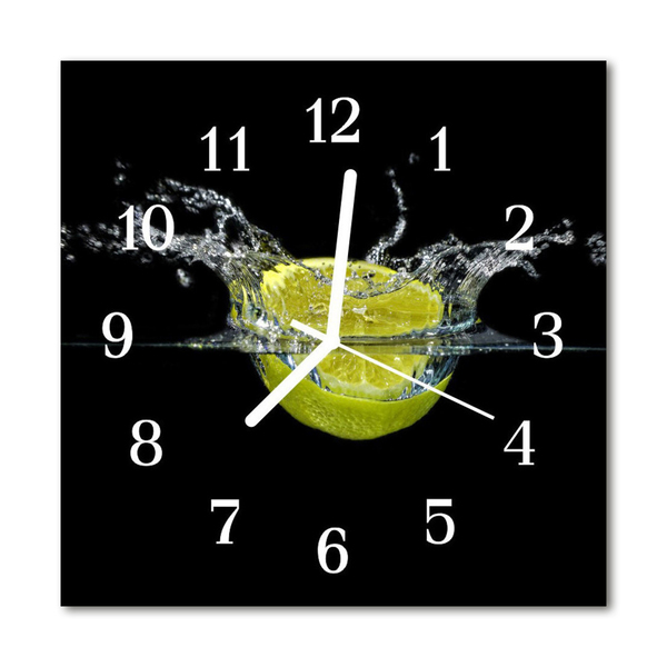 Glass Wall Clock Lemon fruit yellow