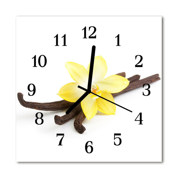 Glass Wall Clock Vanilla orchid vanilla flowers yellow