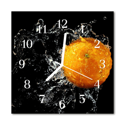 Glass Wall Clock Orange fruit orange
