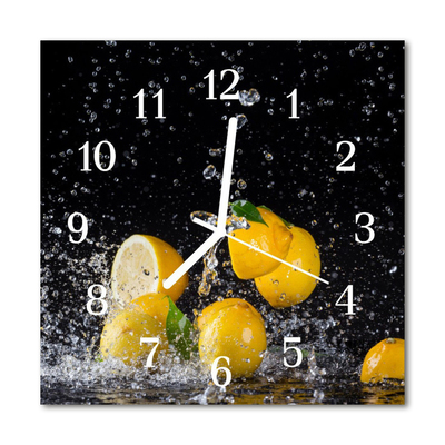 Glass Wall Clock Lemons fruit yellow