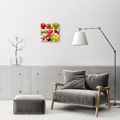 Glass Wall Clock Apples fruit multi-coloured