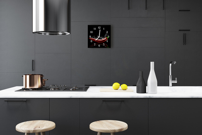 Glass Wall Clock Chillies food and drinks black