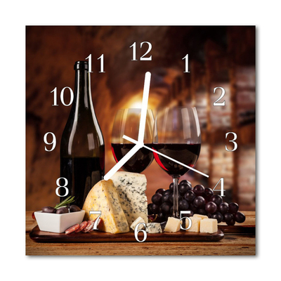 Glass Wall Clock Wine food and drinks brown