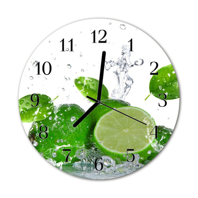 Glass Wall Clock Lime fruit green