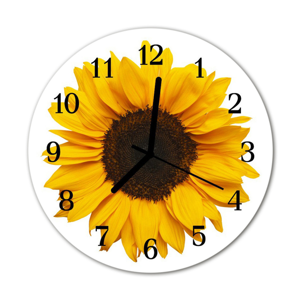 Glass Wall Clock Sunflower nature yellow