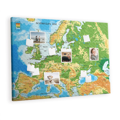 Cork display board World map countries