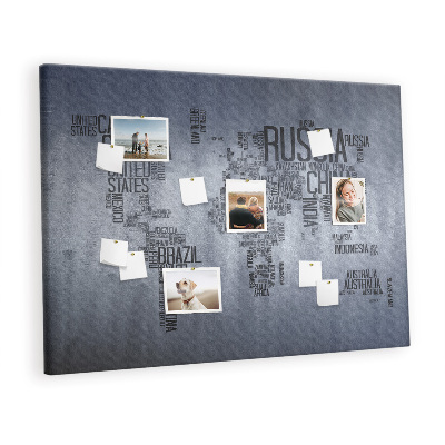 Cork memo board Map with names